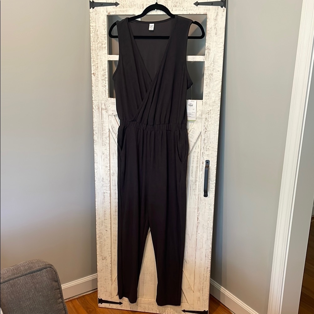 Old Navy Black Sleeveless Wrap-Front Jumpsuit
